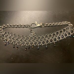 Boho Silver Chainmaille choker necklace with beads y2k